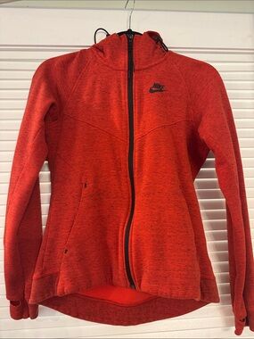 Nike Women’s Tech Fleece Red Zip-Up Hooded Jacket